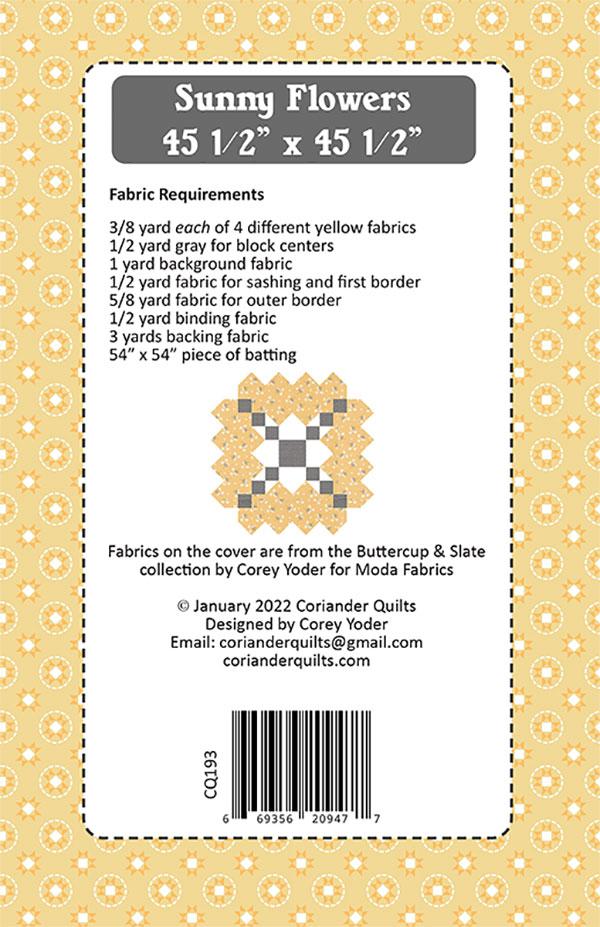 Sunny Flowers Quilt Pattern by Coriander Quilts