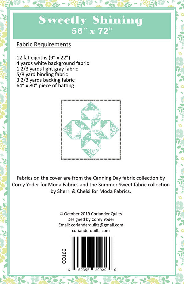 Sweetly Shining Quilt Pattern by Coriander Quilts