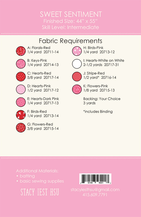 Sweet Sentiment Quilt Pattern by Stacy Iest Hsu