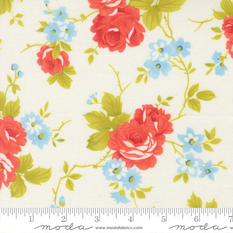 Rosie Whipped Cream Country Rose 108" Wide Backing Yardage by Fig Tree & Co. for Moda Fabrics