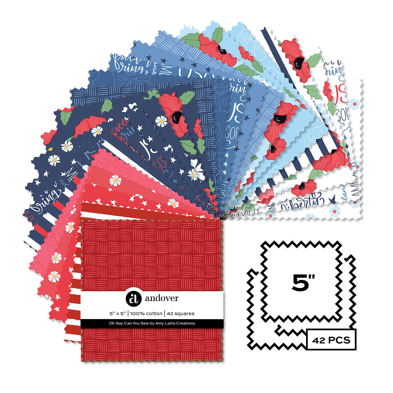 Oh Say Can You Sew 5" Squares by Amy Latta for Andover Fabrics