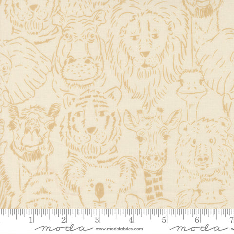 Animal Park Fun Dove Natural One Big Happy Family Yardage by Stacy Iest Hsu for Moda Fabrics