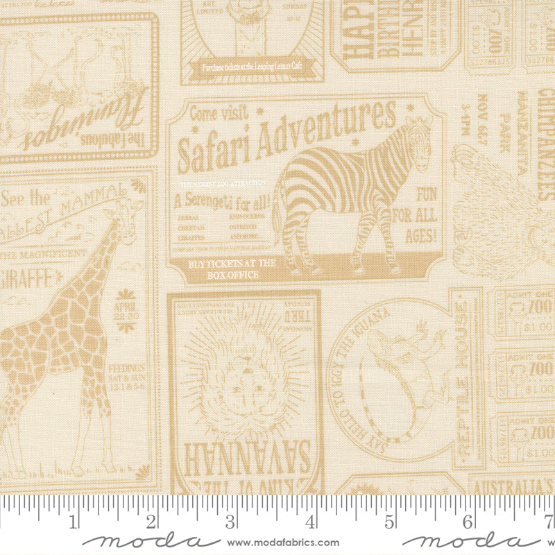 Animal Park Fun Dove Natural Vintage Zoo Yardage by Stacy Iest Hsu for Moda Fabrics