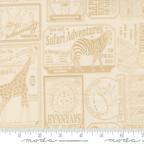 Animal Park Fun Dove Natural Vintage Zoo Yardage by Stacy Iest Hsu for Moda Fabrics