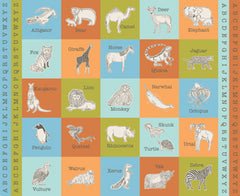 Animal Park Fun Multi ABC Panel by Stacy Iest Hsu for Moda Fabrics