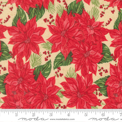 Holiday Cheer Natural Vintage Poinsettia Yardage by Stacy Iest Hsu for Moda Fabrics