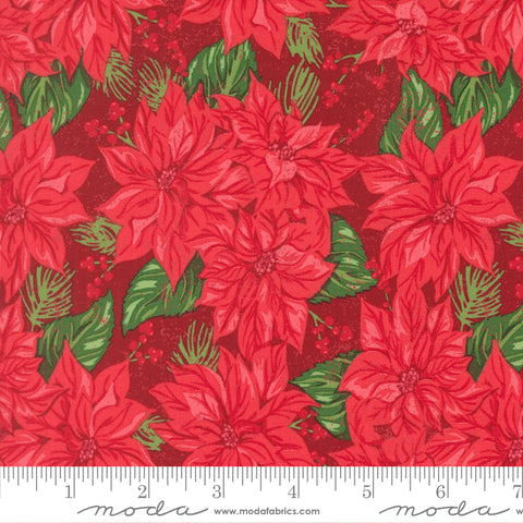 Holiday Cheer Cardinal Vintage Poinsettia Yardage by Stacy Iest Hsu for Moda Fabrics