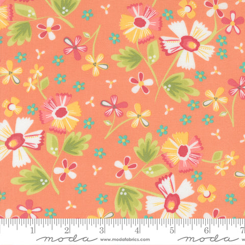 In The Garden Coral Garden Flowers Yardage by Corey Yoder for Moda Fabrics