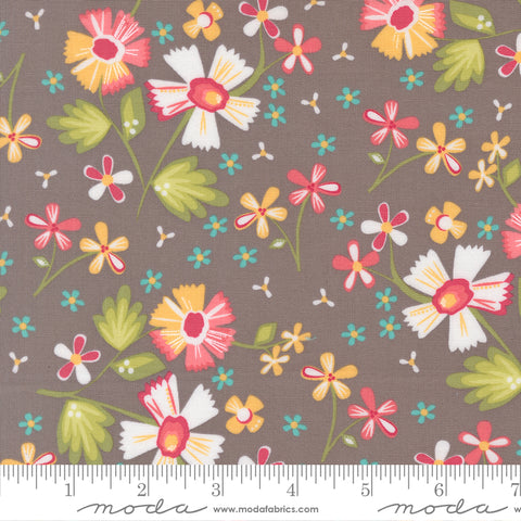 In The Garden Slate Garden Flowers Yardage by Corey Yoder for Moda Fabrics