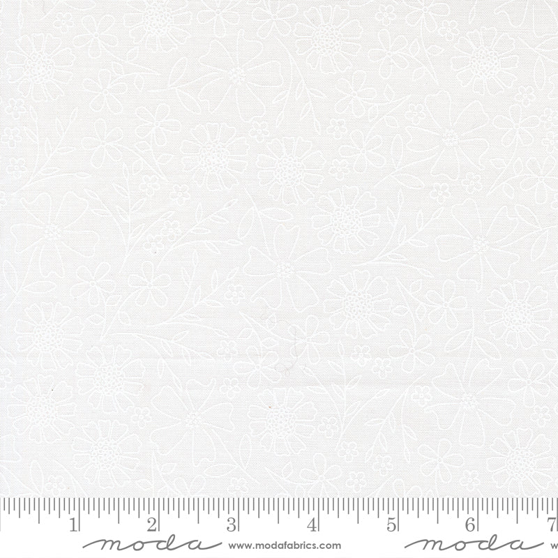 In The Garden Off White White Garden Sketch Yardage by Corey Yoder for Moda Fabrics