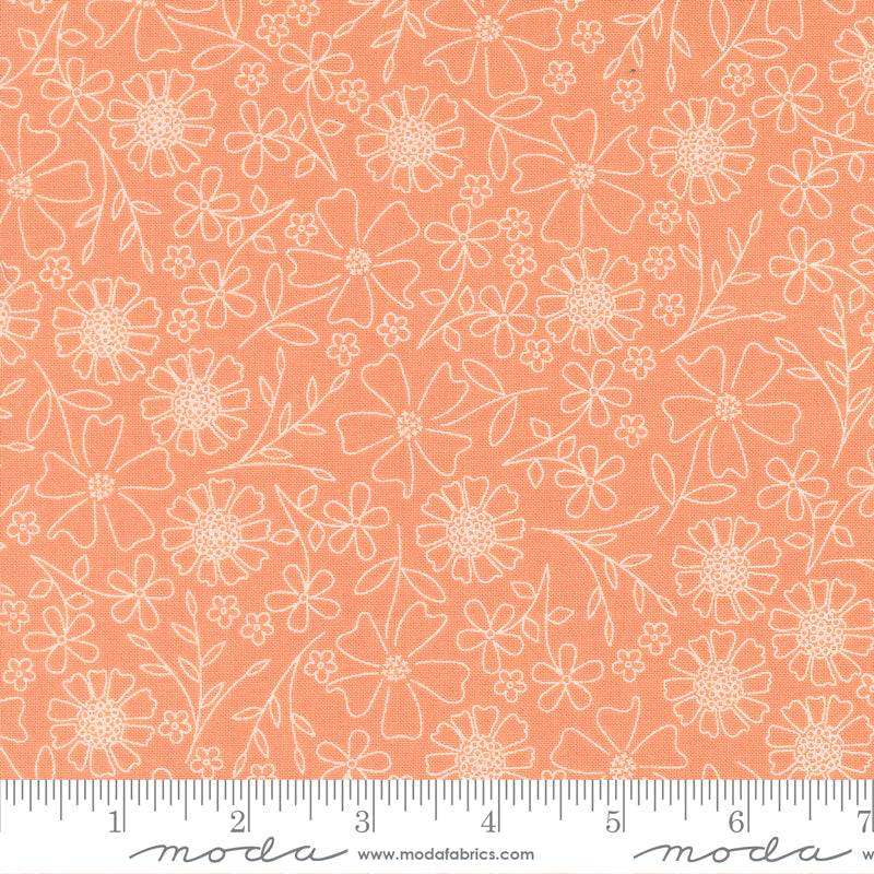 In The Garden Coral Garden Sketch Yardage by Corey Yoder for Moda Fabrics