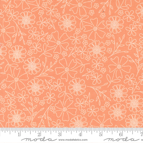 In The Garden Coral Garden Sketch Yardage by Corey Yoder for Moda Fabrics