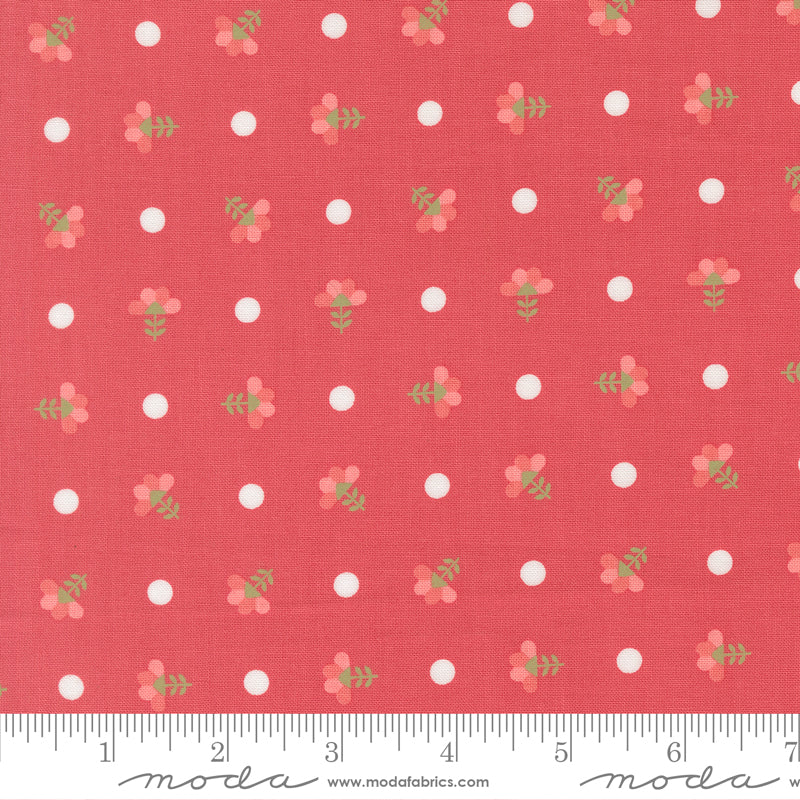 In The Garden Strawberry Dotted Sprig Yardage by Corey Yoder for Moda Fabrics