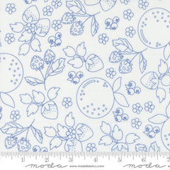 Fruit Salad Off White Cobalt Fruit Sketch Yardage by Corey Yoder for Moda Fabrics