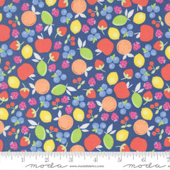 Fruit Salad Cobalt Fruit Cup Yardage by Corey Yoder for Moda Fabrics