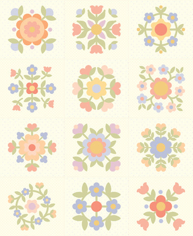 Pastel Prairie Porcelain Panel by Heather Briggs for Moda Fabrics