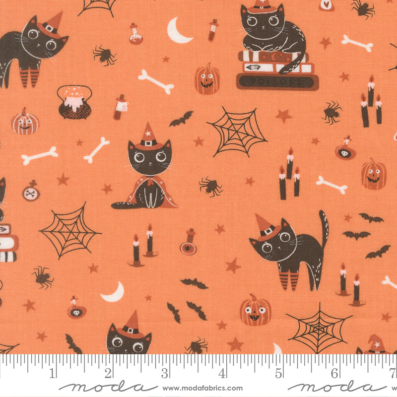 Purrs & Boos Pumpkin Cats Yardage by Elena Amo for Moda Fabrics