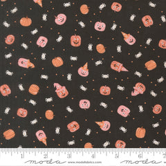 Purrs & Boos Black Cat Friendly Pumpkin and Spiders Yardage by Elena Amo for Moda Fabrics