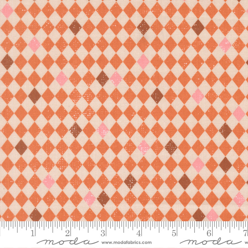 Purrs & Boos Pumpkin Harlequin Diamonds Yardage by Elena Amo for Moda Fabrics