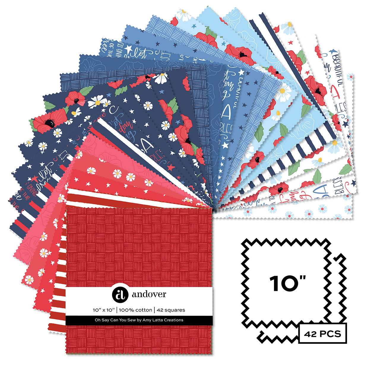 Oh Say Can You Sew 10" Squares by Amy Latta for Andover Fabrics