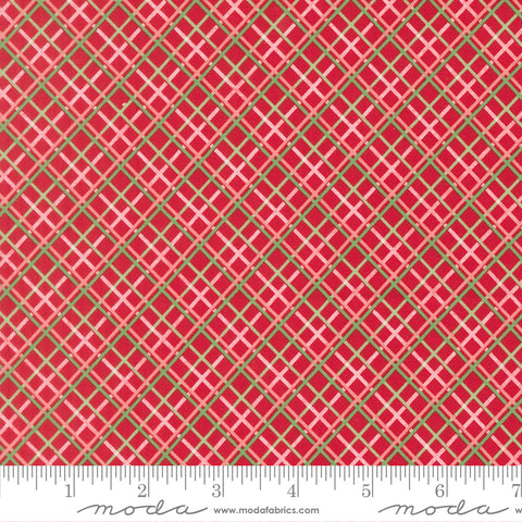 Merrily On High Christmas Red Pretty Plaid Paper Yardage by Sweetfire Road for Moda Fabrics