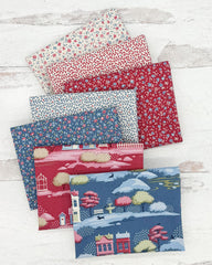 Village Life Blenders Burgundy/Blue Fat Quarter Bundle by Tilda for Tilda Fabrics 