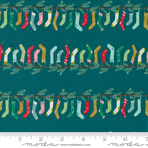 Cozy Wonderland Teal Stocking Stripe Yardage by Fancy That Design House for Moda Fabrics
