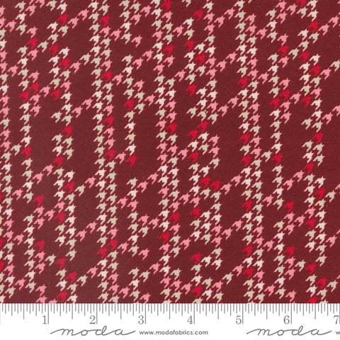 Cozy Wonderland Burgundy Houndstooth Party Yardage by Fancy That Design House for Moda Fabrics
