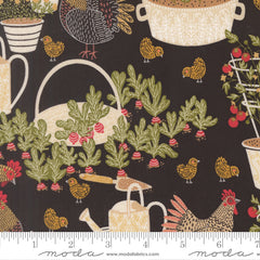 The Henhouse Iron Chicken Garden Yardage by Gingiber for Moda Fabrics