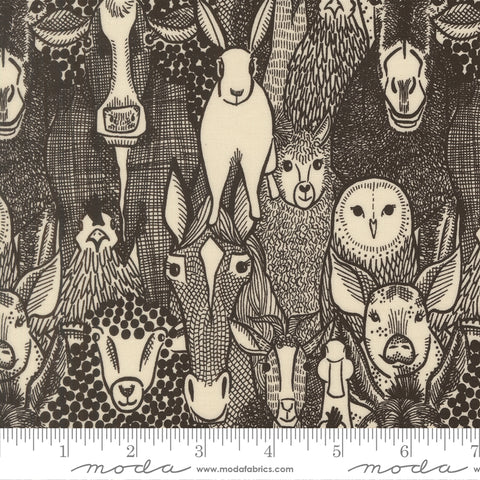 The Henhouse Iron Barnyard Faces Yardage by Gingiber for Moda Fabrics