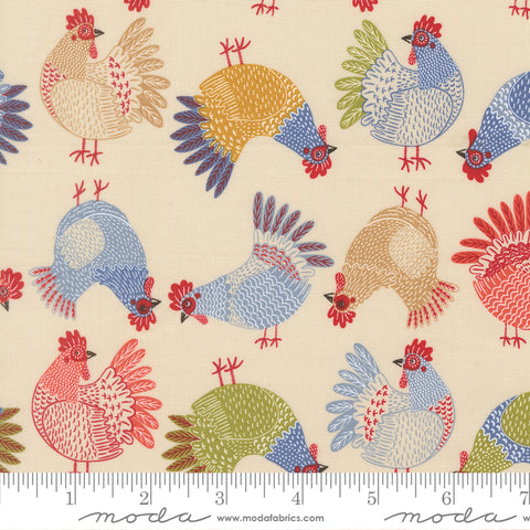 The Henhouse Cloud Tossed Chickens Yardage by Gingiber for Moda Fabrics