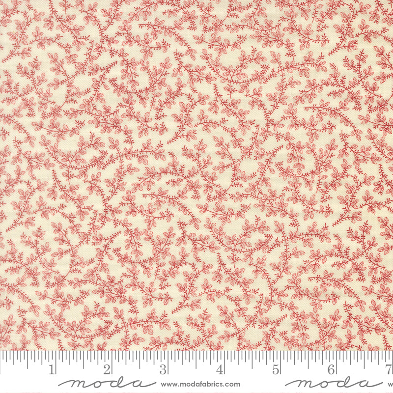 Joyful Gatherings II Cloud Crimson Mistletoe Vine Yardage by Primitive Gatherings for Moda Fabrics