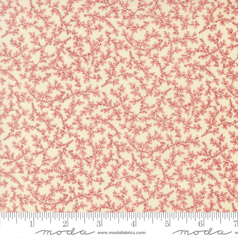 Joyful Gatherings II Cloud Crimson Mistletoe Vine Yardage by Primitive Gatherings for Moda Fabrics