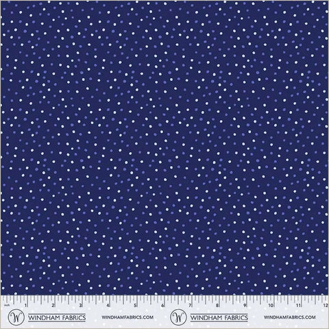 Folky Chicken Indigo Dottie Yardage by Natalie Briscoe for Windham Fabrics