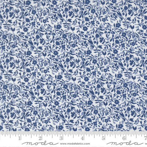 Blueprint White Navy Frolic Yardage by Camille Roskelley for Moda Fabrics
