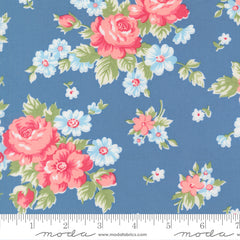 A Cat Named Stitch Blue Blooming Florals Yardage by Camille Roskelley for Moda Fabrics