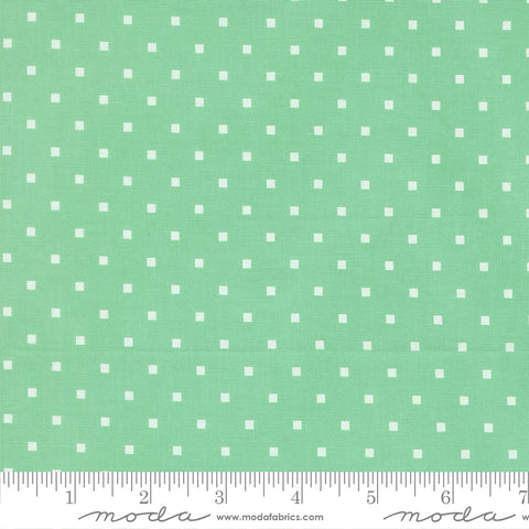 A Cat Named Stitch Green Cosmo Dot Yardage by Camille Roskelley for Moda Fabrics