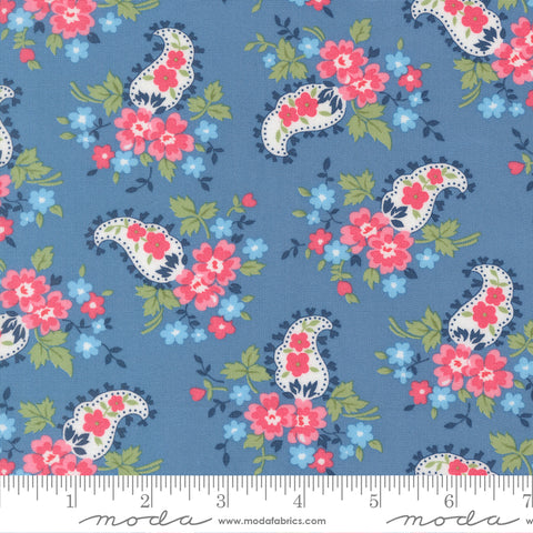 A Cat Named Stitch Blue Sweet Paisley Yardage by Camille Roskelley for Moda Fabrics