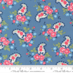 A Cat Named Stitch Blue Sweet Paisley Yardage by Camille Roskelley for Moda Fabrics