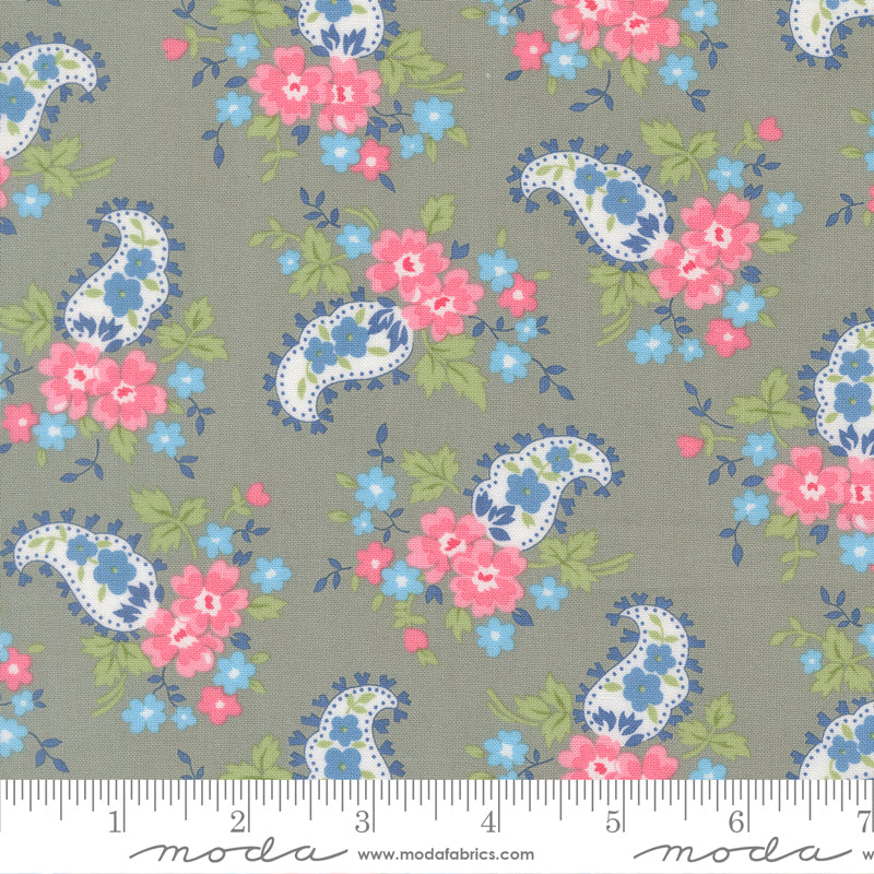 A Cat Named Stitch Grey Sweet Paisley Yardage by Camille Roskelley for Moda Fabrics