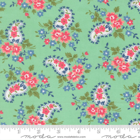 A Cat Named Stitch Green Sweet Paisley Yardage by Camille Roskelley for Moda Fabrics