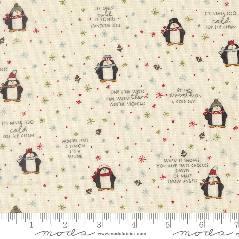 Chilly Vanilla Mr Penguin Yardage by Sweetwater for Moda Fabrics