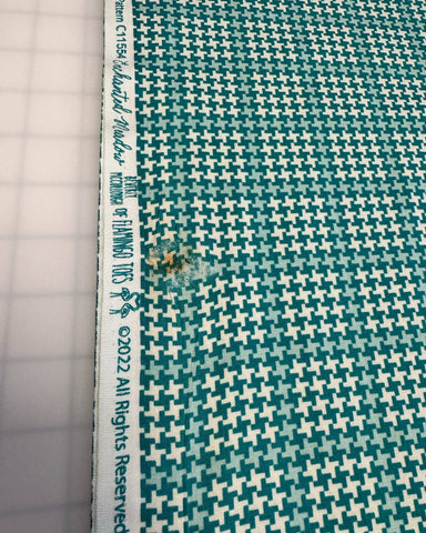 FLAWED BOLT END 18" Enchanted Meadow Azure Houndstooth Yardage by Beverly McCullough for Riley Blake Designs