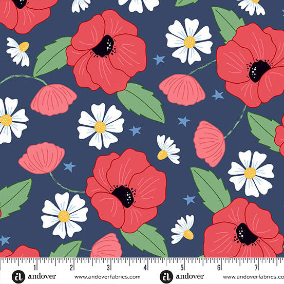Oh Say Can You Sew Navy Home of The Brave Yardage by Amy Latta for Andover Fabrics