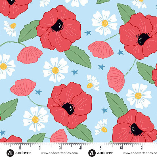Oh Say Can You Sew Sky Blue Home of The Brave Yardage by Amy Latta for Andover Fabrics