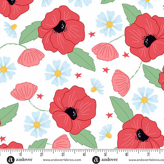 Oh Say Can You Sew White Home of The Brave Yardage by Amy Latta for Andover Fabrics