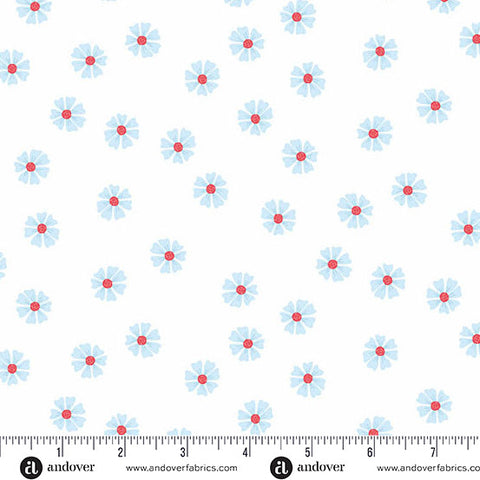 Oh Say Can You Sew White Dancing Daisies Yardage by Amy Latta for Andover Fabrics