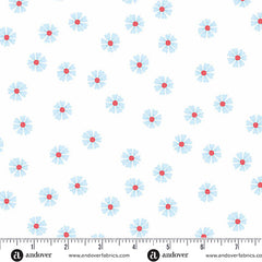 Oh Say Can You Sew White Dancing Daisies Yardage by Amy Latta for Andover Fabrics