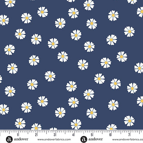 Oh Say Can You Sew Navy Dancing Daisies Yardage by Amy Latta for Andover Fabrics