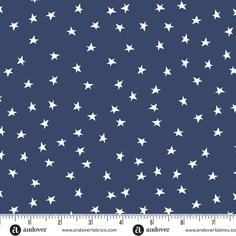 Oh Say Can You Sew Navy Bright Stars Yardage by Amy Latta for Andover Fabrics